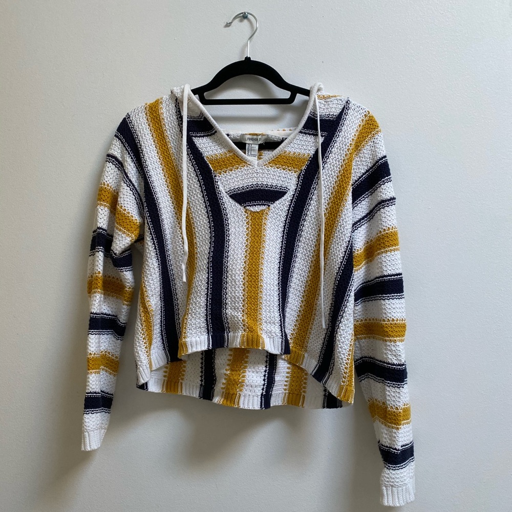 Forever 21 Striped Knit Hoodie S